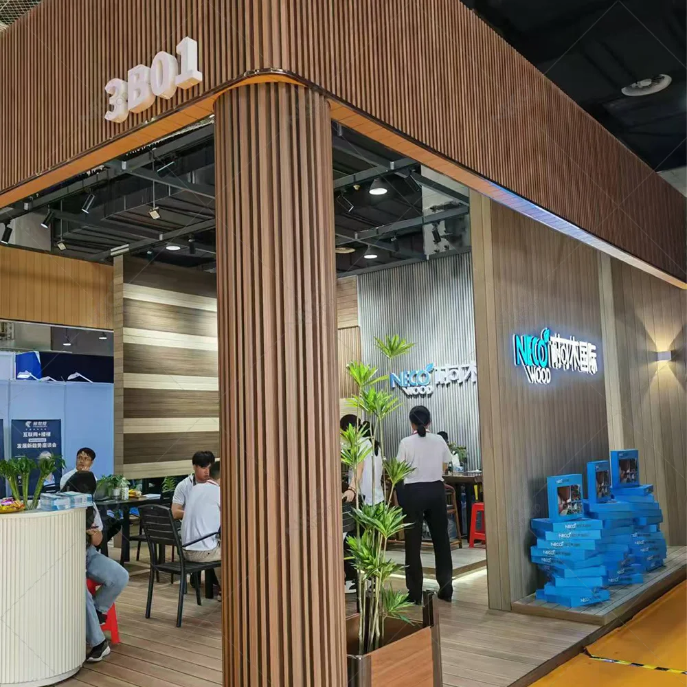 Free Sample Waterproof Durable Wood Plastic Composite Wainscot Wpc Cladding for Hallway Lobby Home Decor Wall Panel