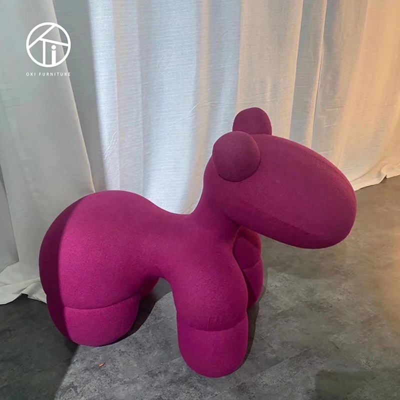 creative Fiberglass Pony Puppy Stool Child Wood Wholesale Animal Chair Shape Leisure Chair Kids Toys dog shape Chair For Child