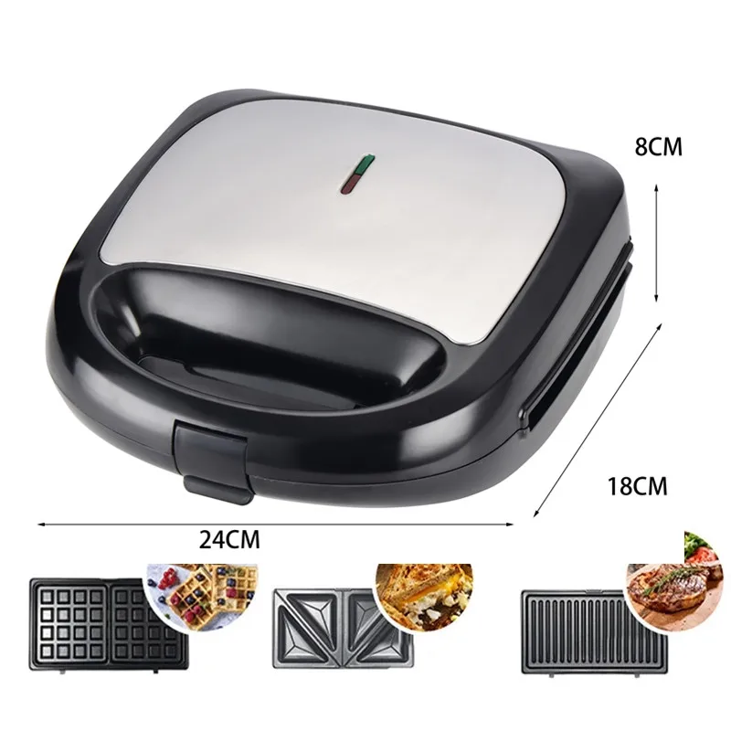 2 Slice Sandwich Maker Toaster Bread Oven Electric Grill Meat BBQ Steak Hamburger Breakfast Grill plate 3in 1