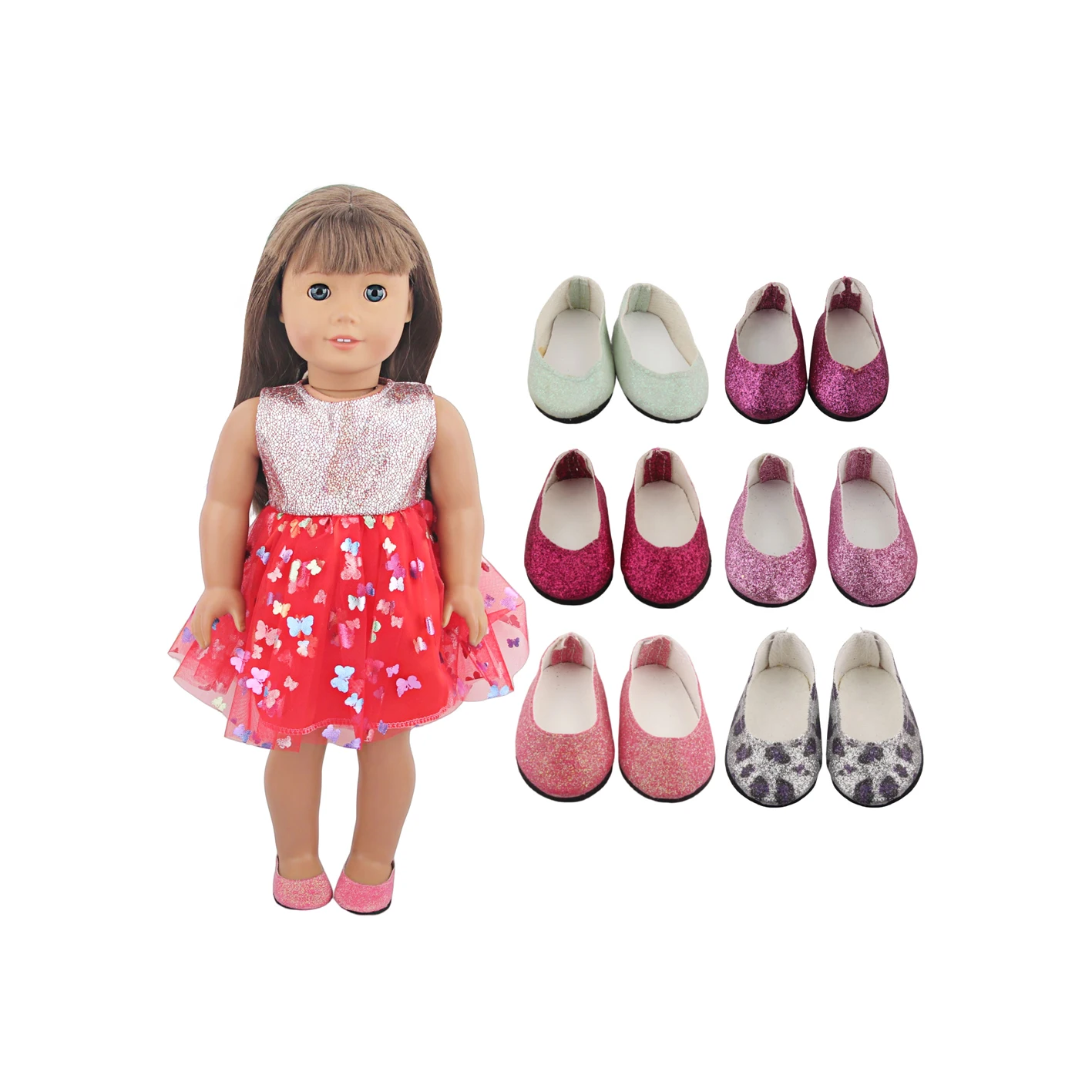 New Arrivals Nude Glitter Shoes 18 inch Doll Shoes for American Doll Girl