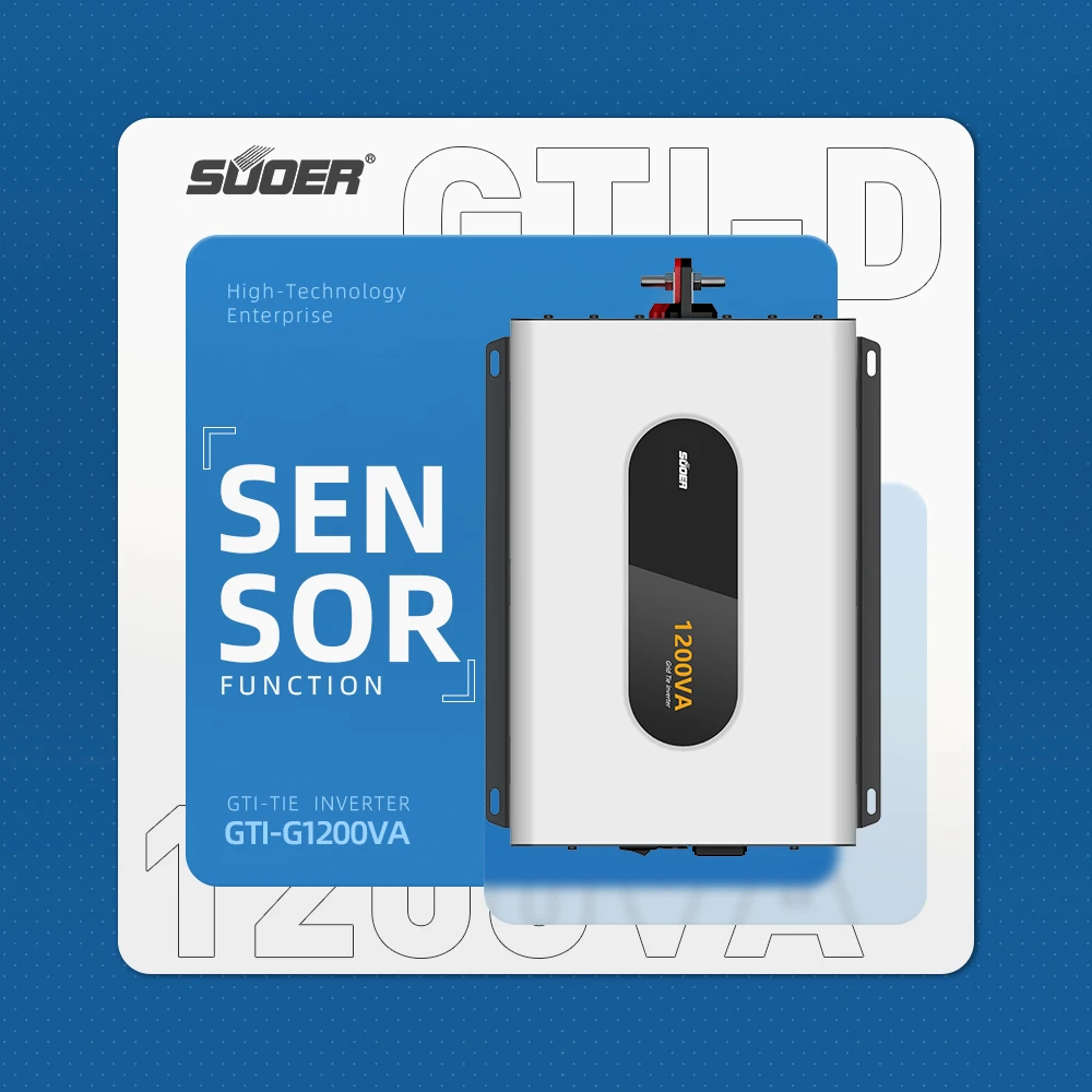 SUOER 1200 watt handle display single output solar grid tie inverter with CT sensor