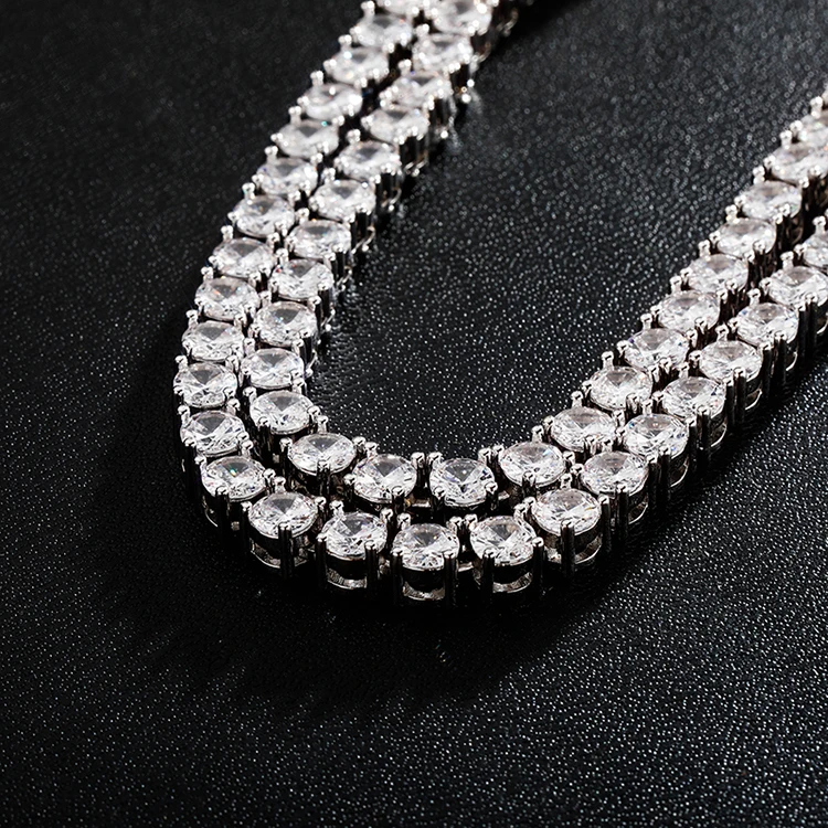 18K Gold Plated Moissanite Tennis Chain Necklace 925 Sterling Silver 5mm Tennis Chain Hip Hop Jewelry Moissanite Necklace
