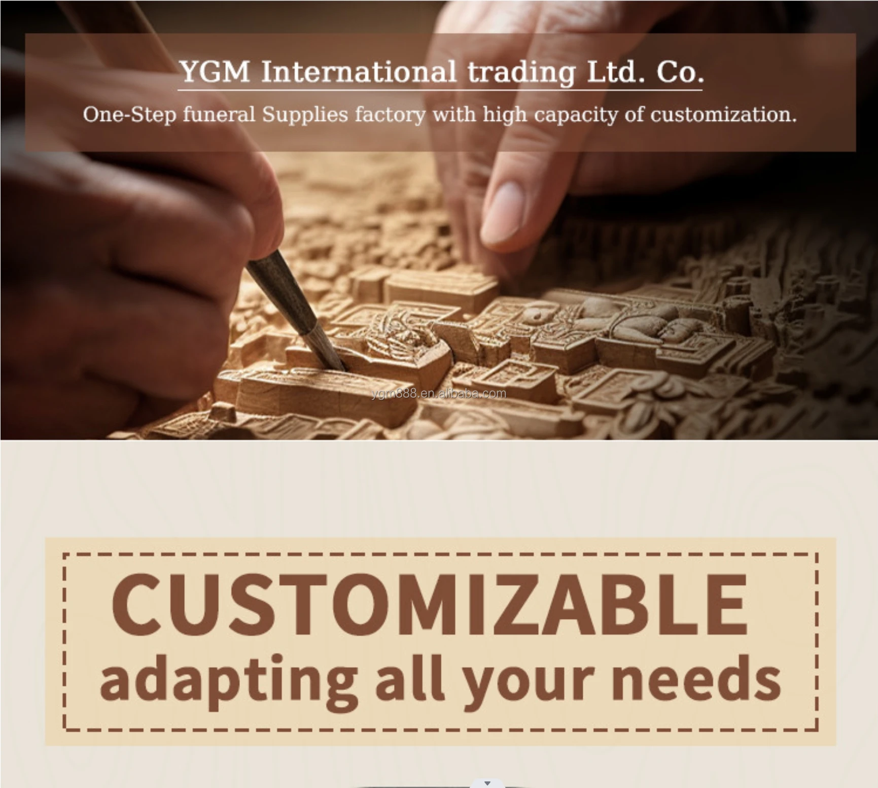 YANGENGMU YGM-004 Handcrafted Wooden Coffin Professional Funeral Supply