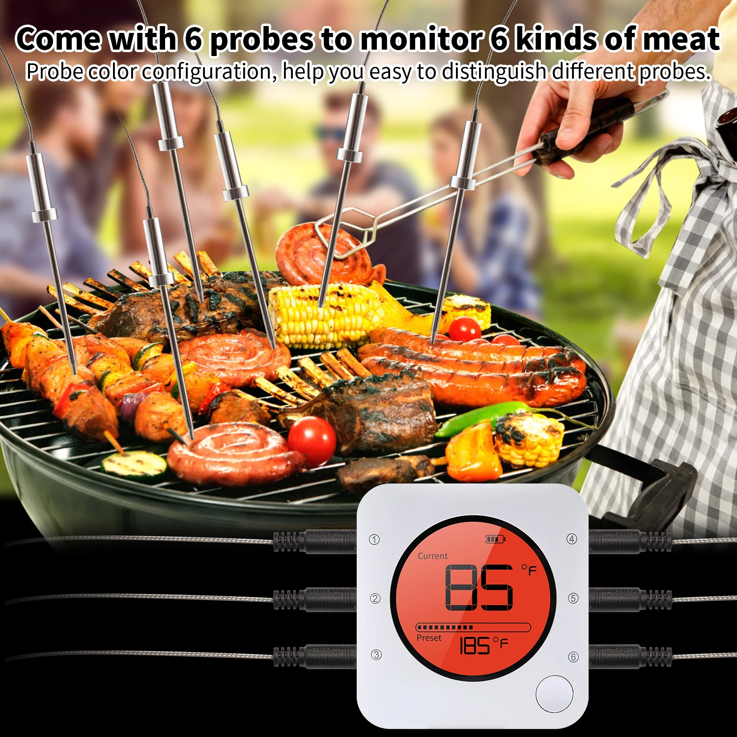 Meat Thermometer Wireless Remote BBQ Thermometer, thermometer for meat bbq meat thermometer for Smoker Grilling Oven ,Kitchen