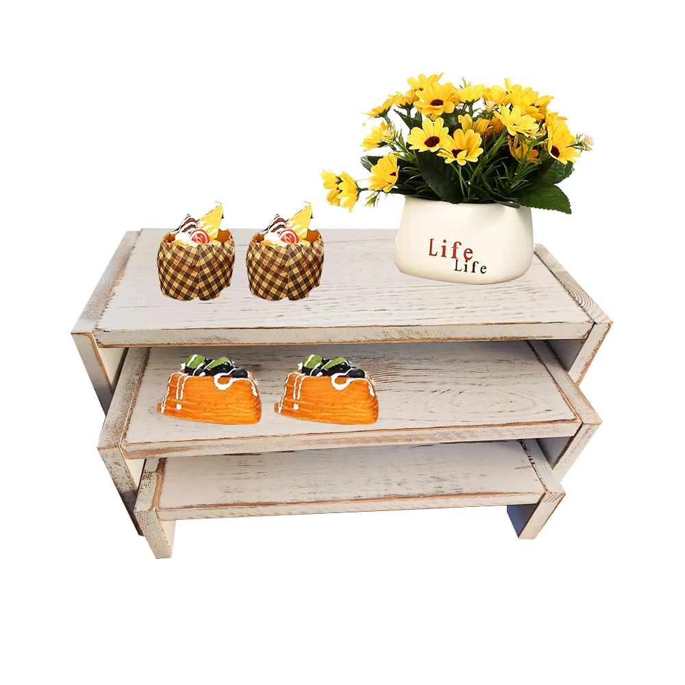 3 Tier Cupcake Stand Decorative Wood Risers Display Stand for Vendor Events Food Desserts Stand Perfume Organizer and Decoration
