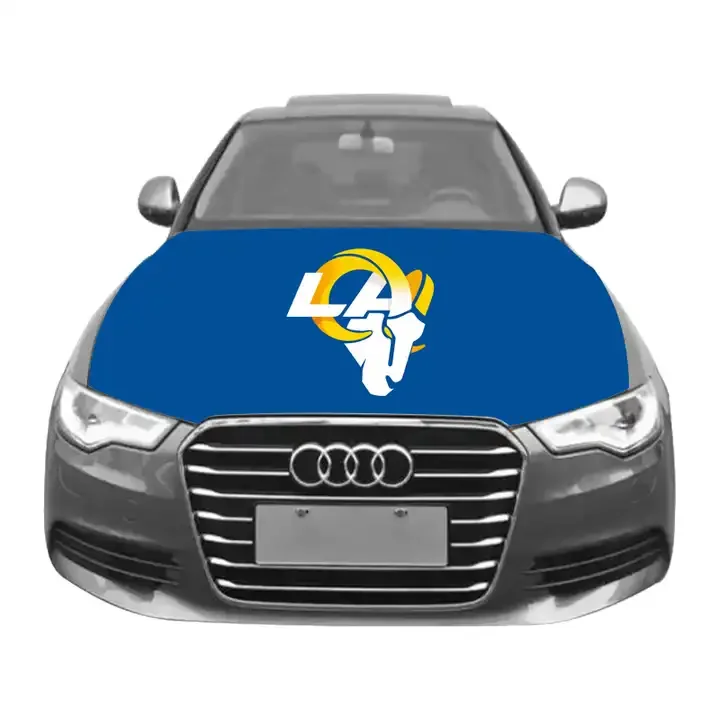 Promotional Custom NFL Car Cover Flag Custom 120*150cm Los Angeles Rams Car Hood Cover Flag Rearview Mirror Cover Flag