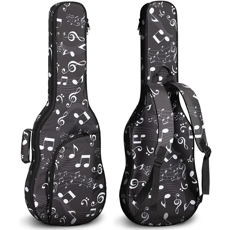 Waterproof Adjustable Shoulder Strap Acoustic Guitar Gig Bag Fashion Guitar Case Note Printing Padding Backpack with Handle Loop