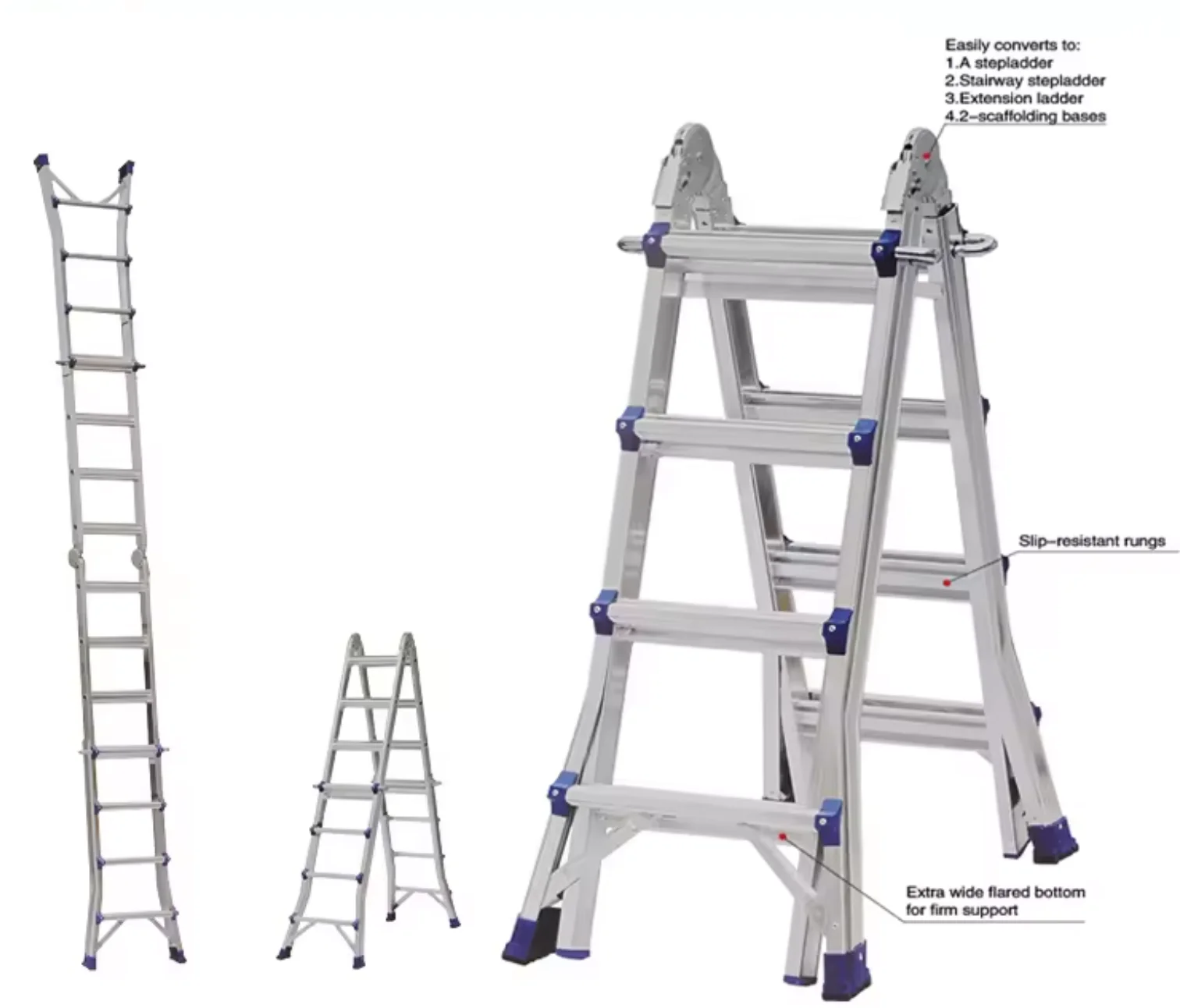 E N131 high Quality Portable Aluminium Step Ladder Multi functional Folding Ladder Hinge Multi Purpose Ladder