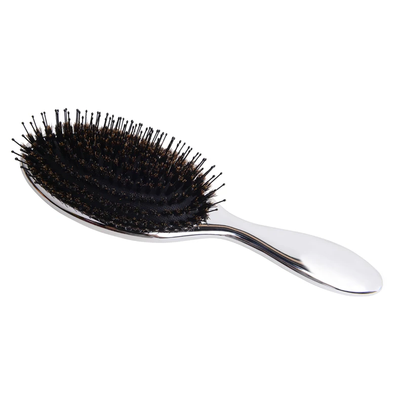 Luxury Gold And Silver Color Boar Bristle Paddle Oval Hair Brush Anti Static Hair Massage hair extension brush and comb