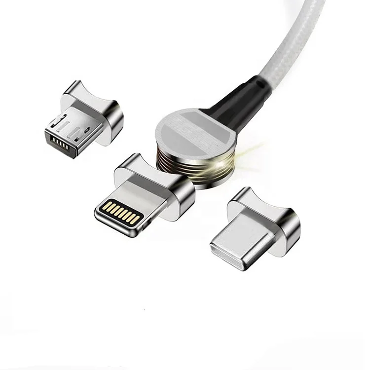 New Released 180 Degree Rotating and 2.5A Charging Cable 3 in 1 Magnet USB Cable