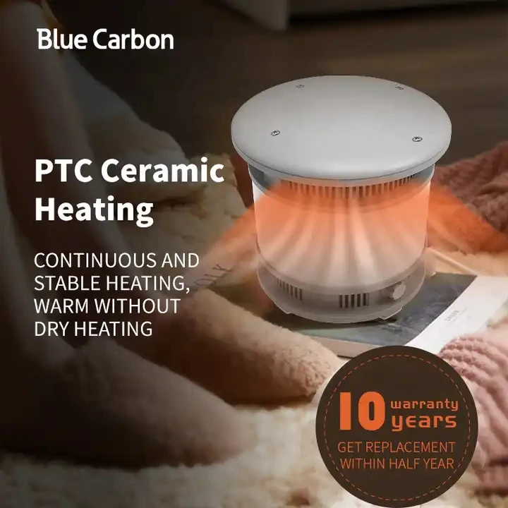 Blue and white porcelain room sun fan heater desktop electric fan solar panel and ac charge