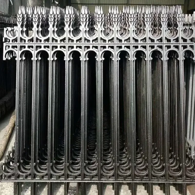High quality wroght iron fence commercial grade cast iron fence grill design black material iron perimeter steel metal fence