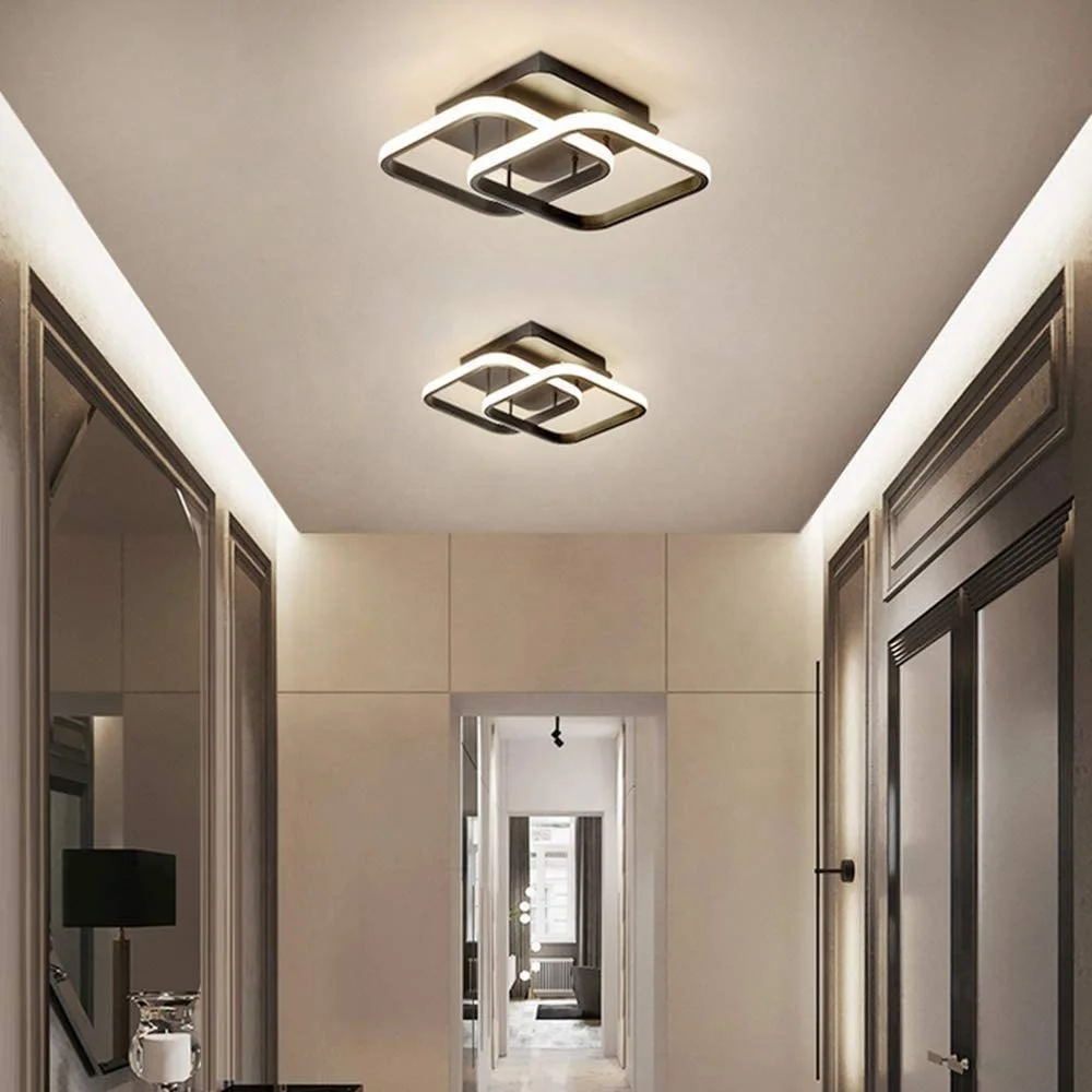 China Contemporary Home Living Room Decoration White Black Chandeliers Stair Small Square Metal Ceiling Lights