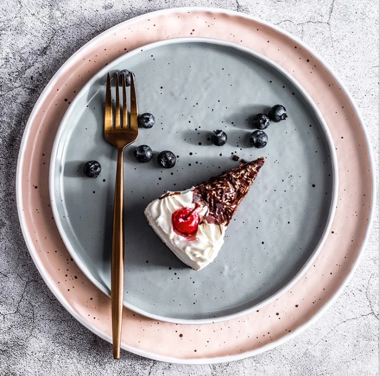 
Retro handmade ceramic dessert plate wedding gift porcelain tableware home decor cake plate 