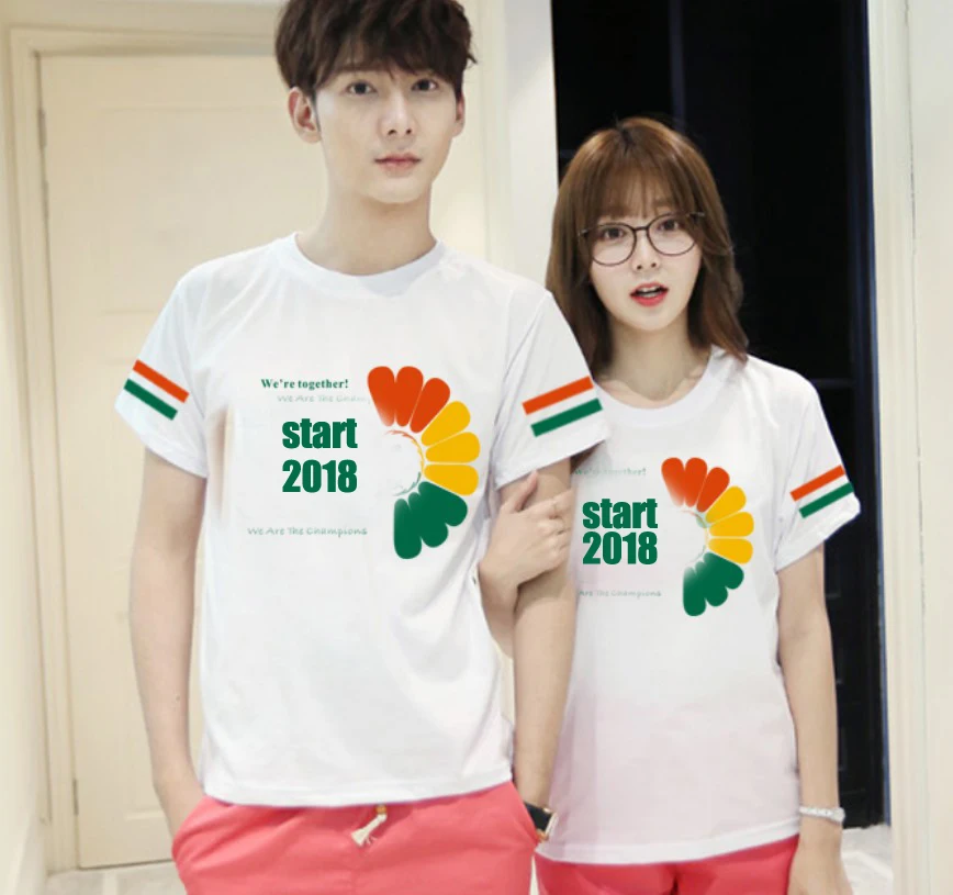 clothes factory wholesale custom high quality anti fouling breathable  unisex couple  round neck short sleeve tee