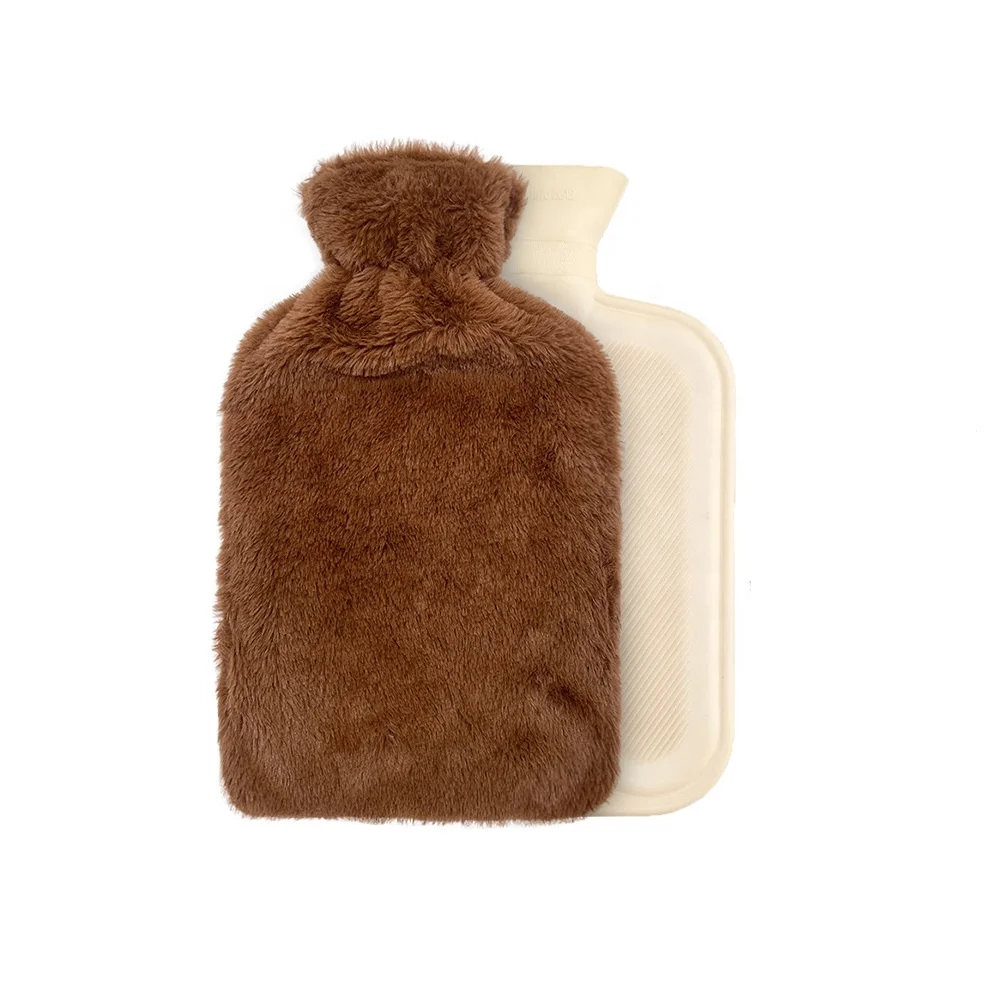 Brown Soft Plush Hot Water Bottle Bag Cover for 2L Rubber Hot Water Bottle