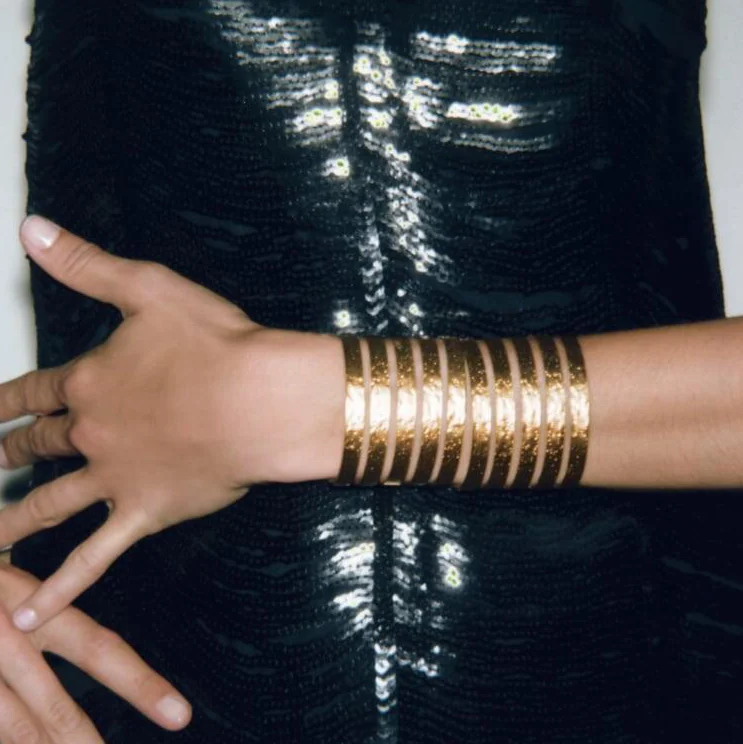 2024 Newest ZA Exaggerated Multi Layered Gold Metal Bangles for Women Personalized Trendy Party Evening Jewelry