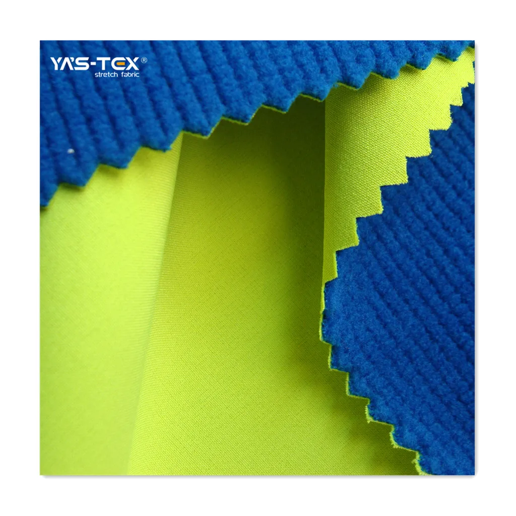 
Polyester spandex laminated TPU bonded polar fleece soft shell fabric for Jacket 