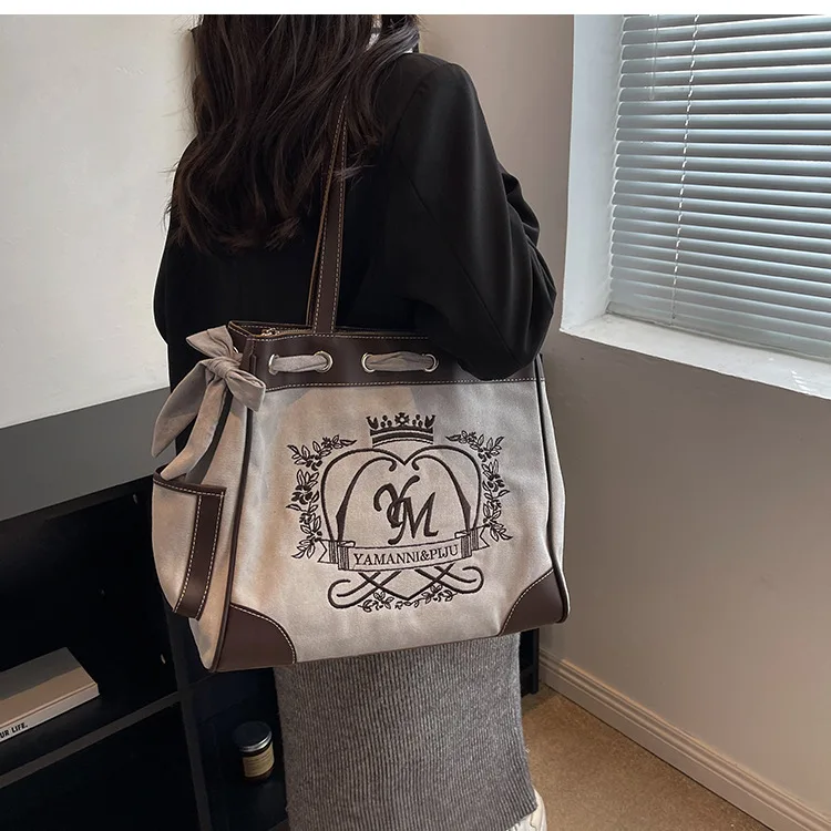 Black Handle Canvas Bag Custom Print Promotional 100% Cotton Canvas Tote Shoulder Bag Wholesale Fashion Large Canvas