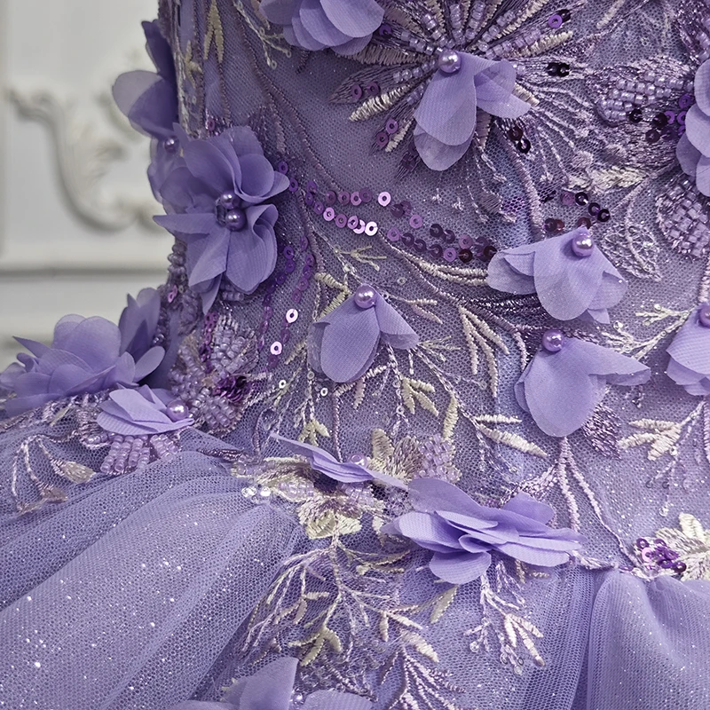 Jancember DY5834 Fashion Elegant Women Lady Purple Ball Gown Long Lace Evening Dresses Women Lady Elegant