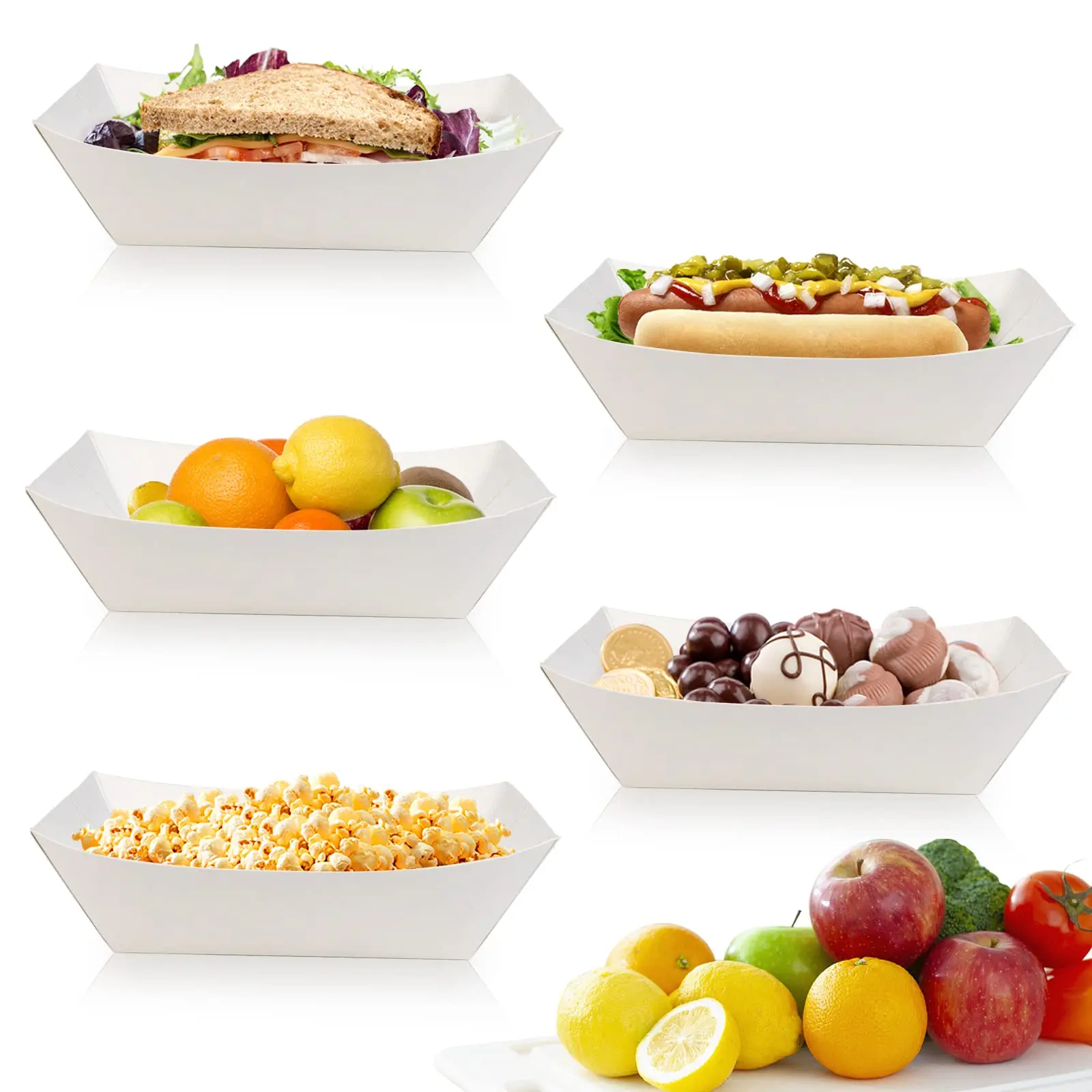 Custom Print Disposable Take Out Fast Food Snack Container Paper Boat Tray Food Tray