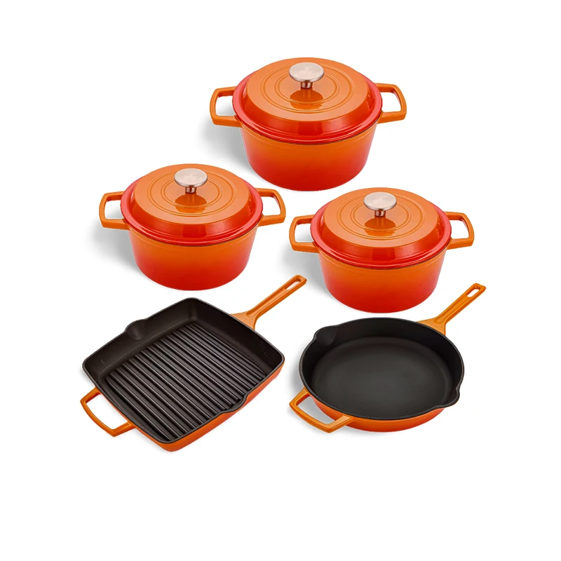 Bright Houseware Wholesale Kitchen Ware Pots And Pans Cooking Cookware Sets Non-stick Hot Pot Enamel Cast Iron Casseroles Set