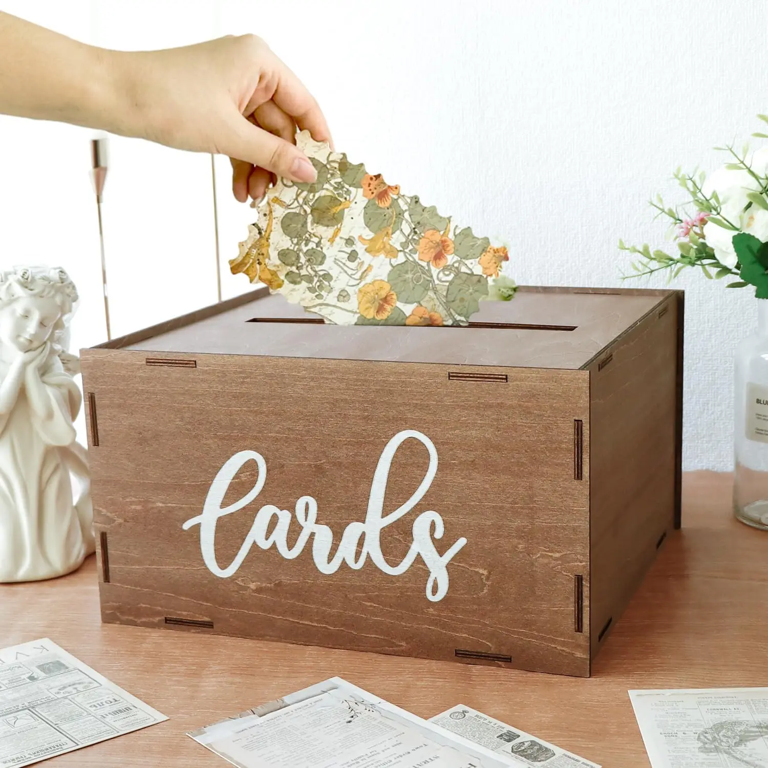 Wedding Decor Party Birthday Bridal Shower  Brown Wooden Envelope Money Box Wood Gift Card Box Wedding Card Box for Reception