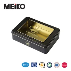 Customized black rectangle metal tin box with transparent window