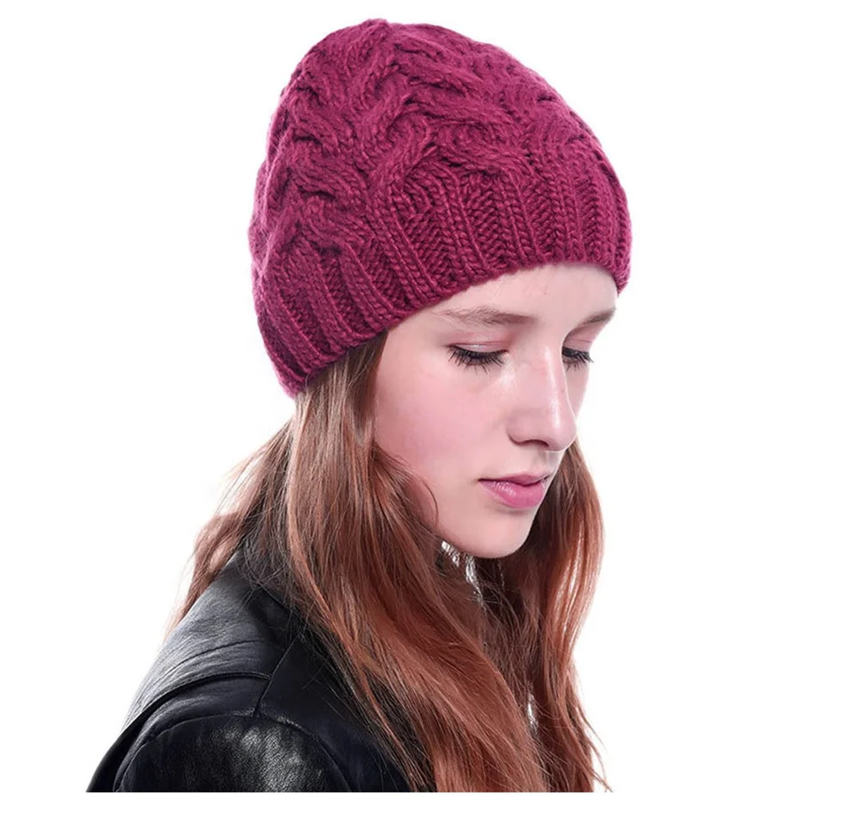 2019 Winter Knitted Hats For Women Fashion Keep Warm Manual Wool Knitted Earmuffs Soft Hats Girls Caps High Quality Female