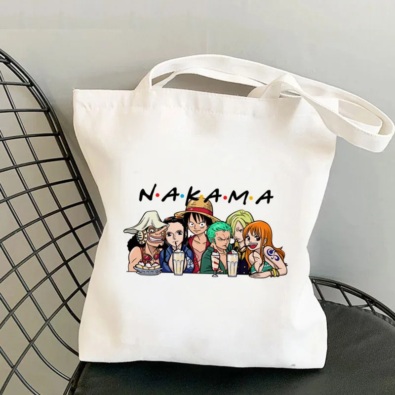 Customized Japanese Anime Figures Printing Canvas Bag Resueable Women Tote Bag Large Capacity Shopping Bag