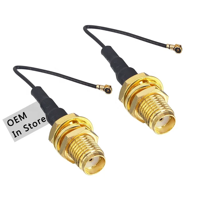 OEM RF Coaxial Cable Mhf4 to RP-SMA Female Bulkhead , Ipex4 to SMA Female , Ipex4 to RP-SMA Female Bulkhead