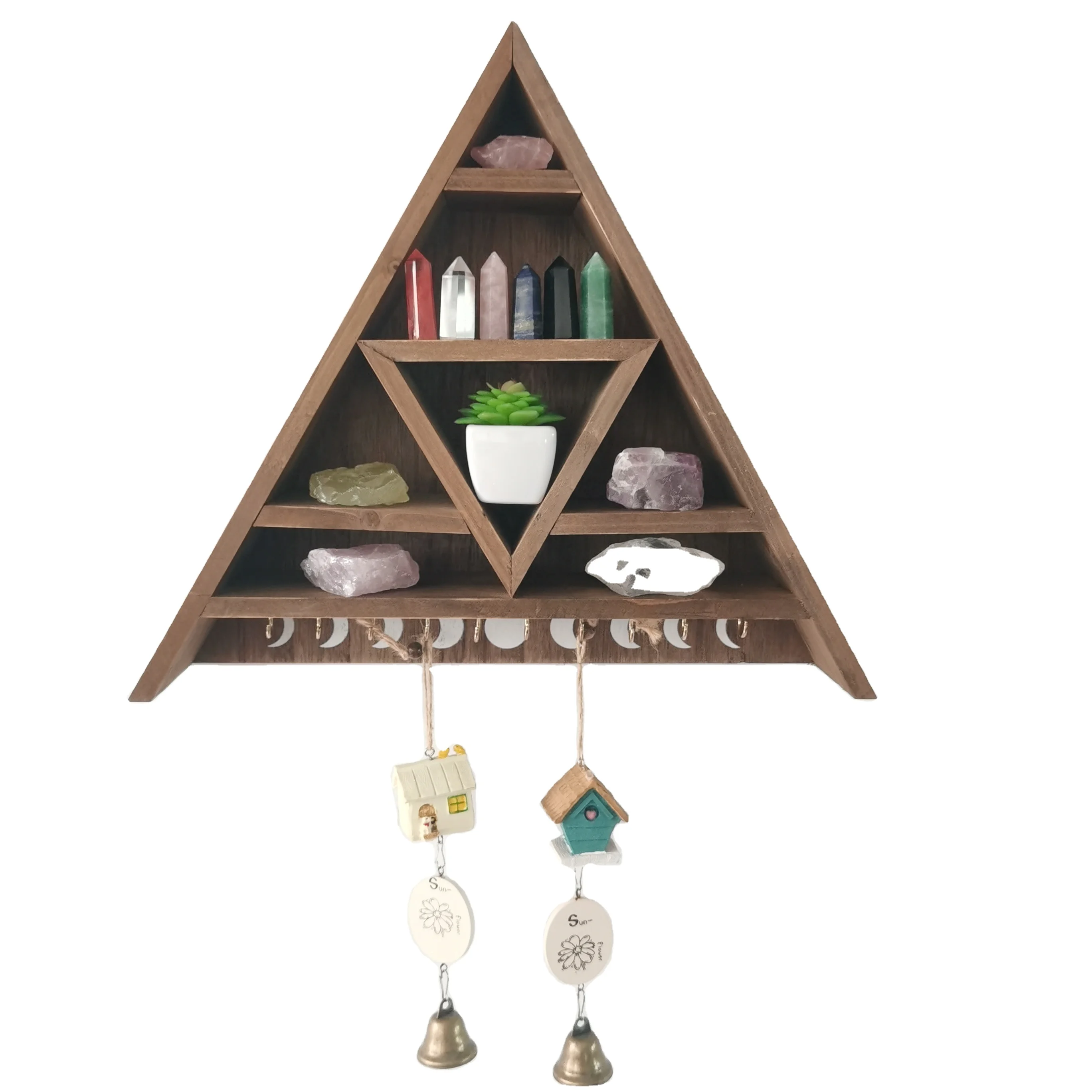 Witchy Decor  Meditation  Crystal Display Triangle Wall Shelf