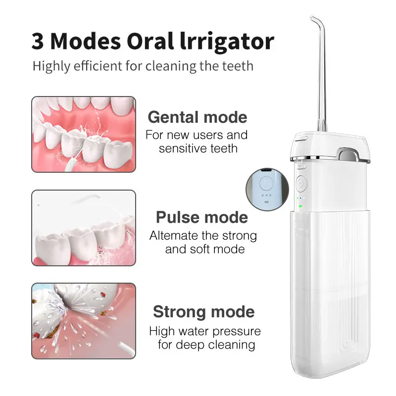 Professional 3 mode Ipx7 Waterproof  USB Rechargeable Cordless Flosser dental water jet