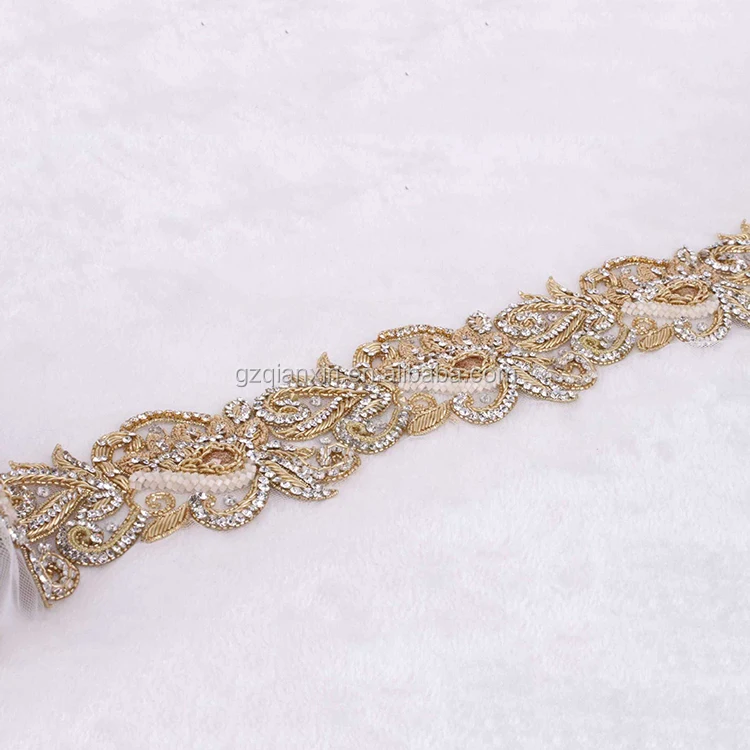 
Wholesale Gold Rhinestone Beaded Trims On A Roll 