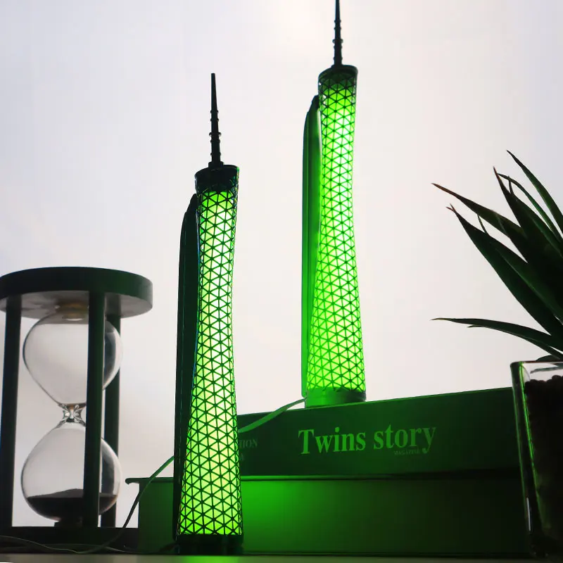 Custom Design 3D Metal Gifts Souvenir Eiffel Tower Twin Towers Laser Engraving LED Light China Canton Tower Replicate
