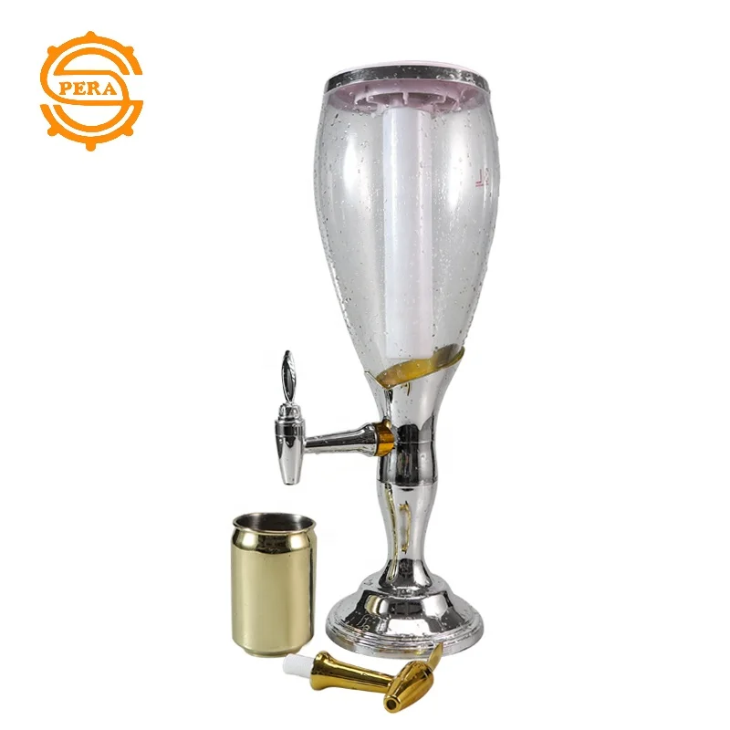 3L Beer tower dispenser with LED light and Ice tube