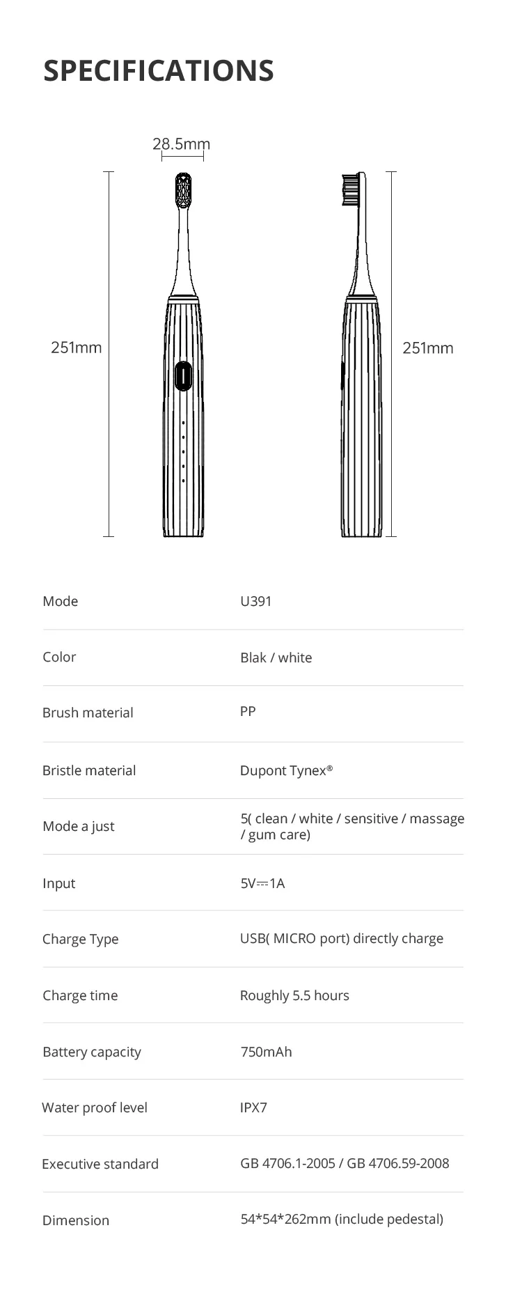Home Use Travel Rechargeable Automatic Smart Adult Electric Sonic Toothbrush For Adult Group