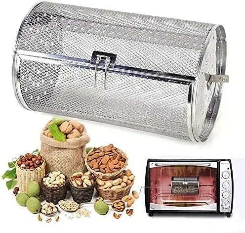 Stainless Steel Rotisserie Grill Roaster Drum Dried Baking Coffee Bean Nut Oven Basket BBQ Grill Cage Kit