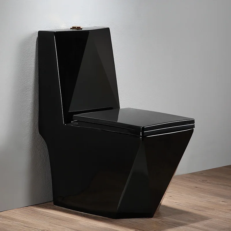 Black color modern bathroom water closet floor wc S trap porcelain toilet bowl set one piece ceramic sanitary ware black toilet