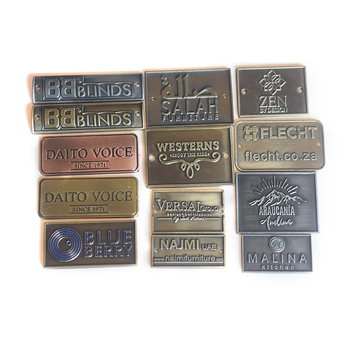 Factory Custom High Quality Metal Clothing Labels Tag Alloy Bag Label Exquisitely Carved Metal Brand Logo Label