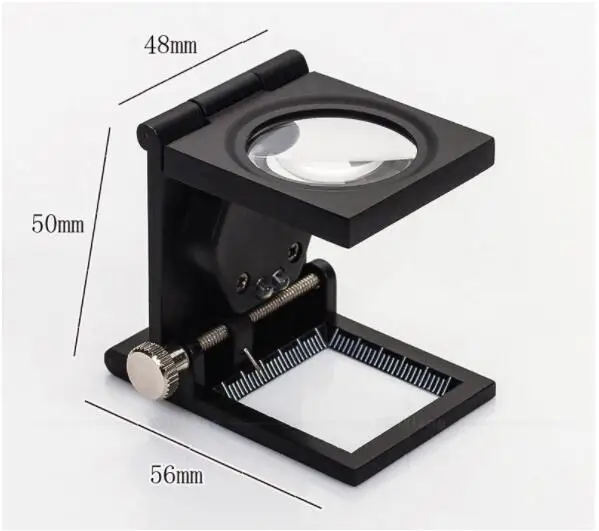 Недорогая высококачественная металлическая Лупа 10X 28 мм со светодиодной подсветкой тканевое зеркало Настольная линейка масштаб увеличительное