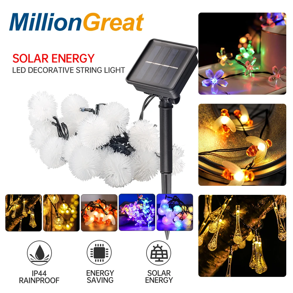 Dingdian LED Outdoor solar atmosphere light Holiday Hanging Festival Lamp Decor Lighting For Christmas Indoor  LED String Light