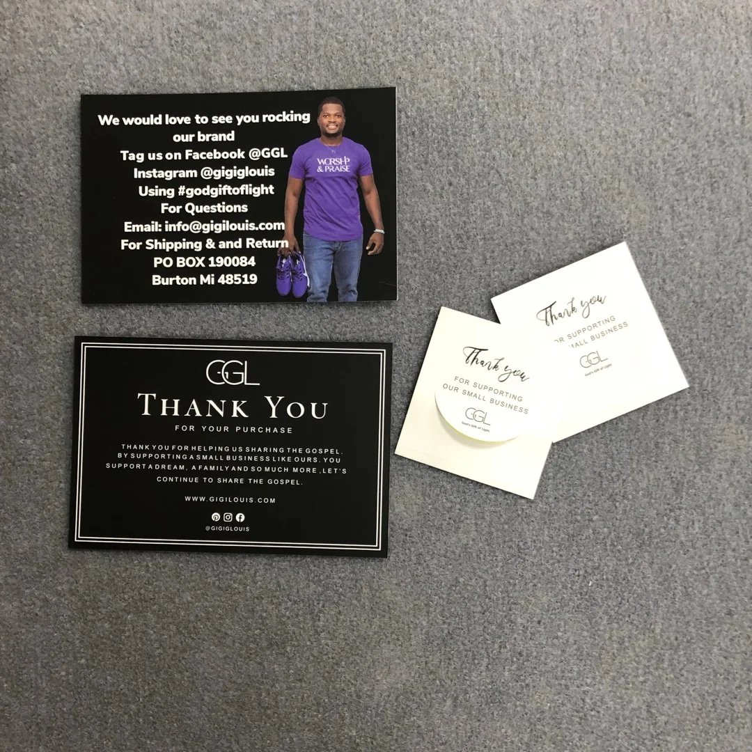 thank you cards low MOQ postcard high quality invitation card your design giftcard custom business card with your logo words