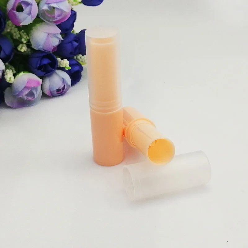 Macaron color plastic lip balm tube Slender cylindrical Lipstick tube rotating   Directly filled  with frosted lid