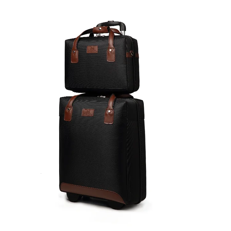 
Nylon and PU leather fabric spinner traveling outdoor suitcases luggage set for sale 