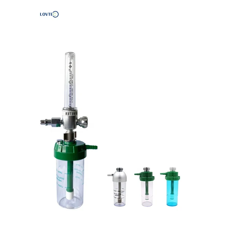 Lovtec aluminum wall mounted flowmeter brass medical double tube oxygen flow meter with adapter
