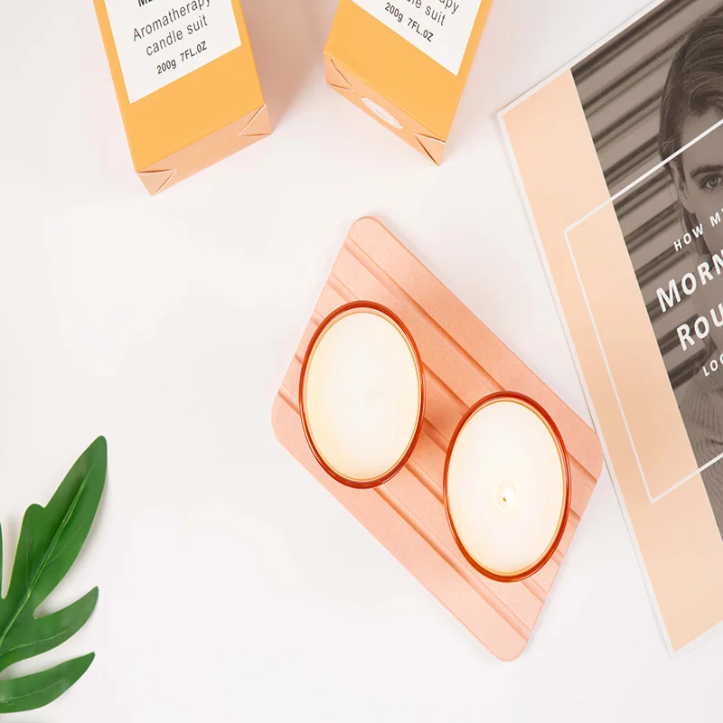 Orange Aromatherapy Candle Cup Large Scented Candle Soy Wax Home Smokeless Fragrance Hotel Essential Oil Candle with Hand Gift