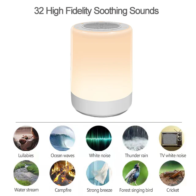 White Noise Sound Machine White Noise Baby Sleep Aid Soother with colorful Night Light and Timer function