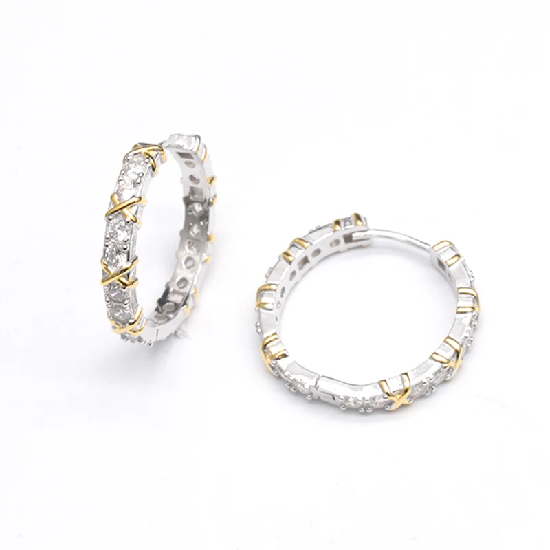 Женские серьги-кольца из серебра 18 карат