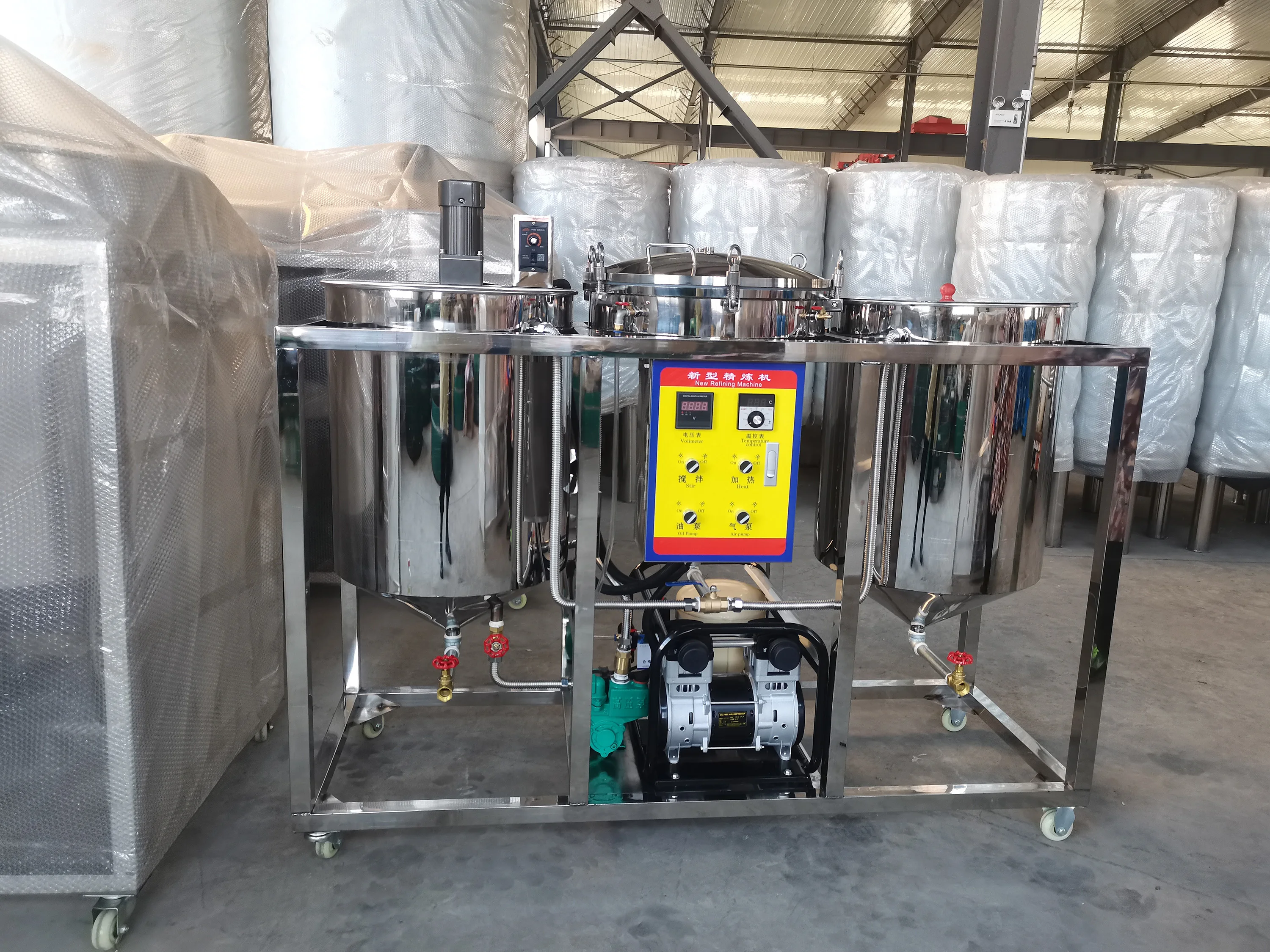 Vegetable Edible Rapeseed Soybean Peanut Oil Refining machine HJ-JLYJ200 Mustard Sunflower Cooking Oil Refinery plant